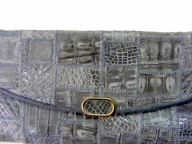 90s Grey Patchwork Mock Snakeskin Clutch Bag - Image 2