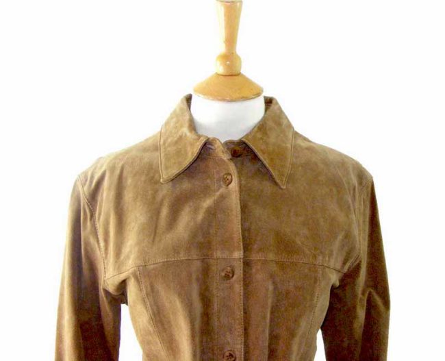 90s Light Brown Suede Shirt - 18 - Image 2