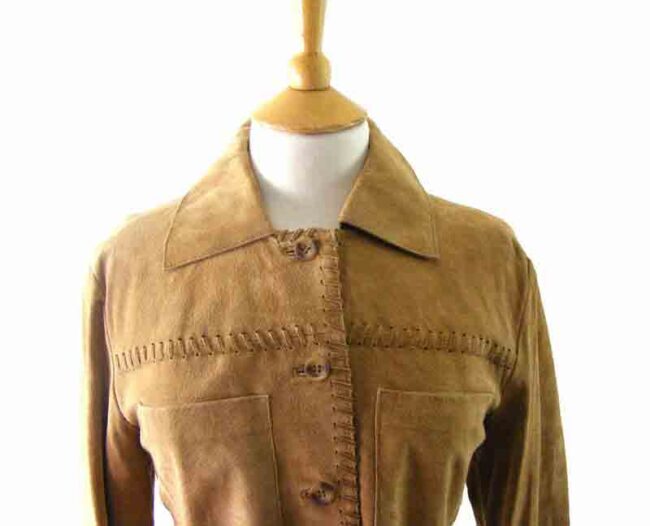 90s Light Tan Suede Jacket - 12 - Image 2