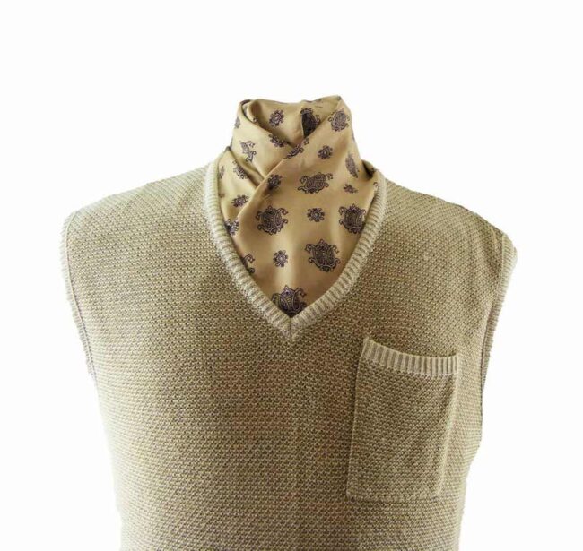 90s Mens Light Brown V Neck Sleeveless Sweater - M - Image 2