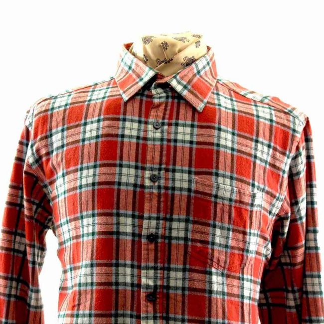 90s Mens White Green Blue Flannel Shirt - XL - Image 2