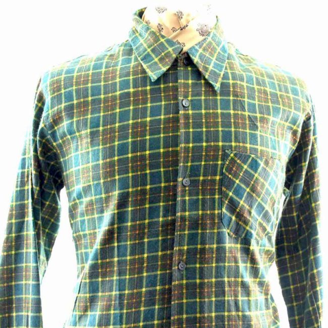 90s Mens Yellow Green Flannel Shirt - M - Image 2