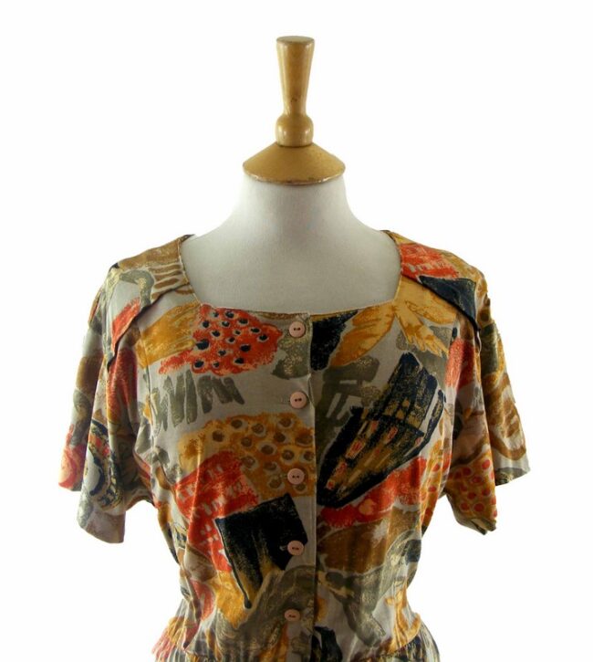 90s Multicoloured Abstract Print Dress - 10 - Image 2