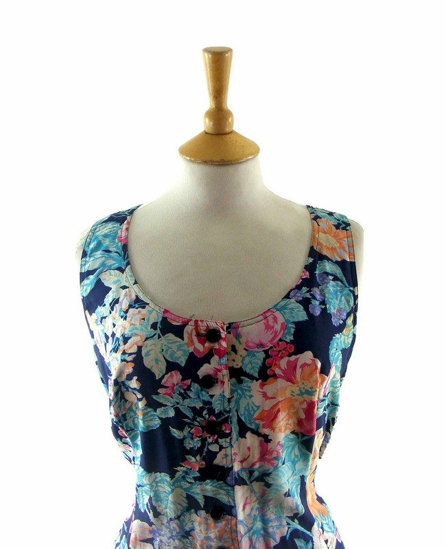 90s Multicoloured Summer Floral Print Dress - 10 - Image 2
