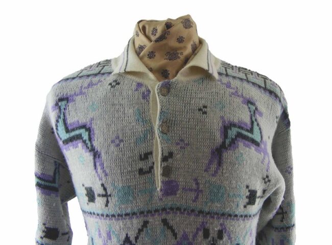 90s Puma Reindeer Snowflake Sweater - M - Image 2