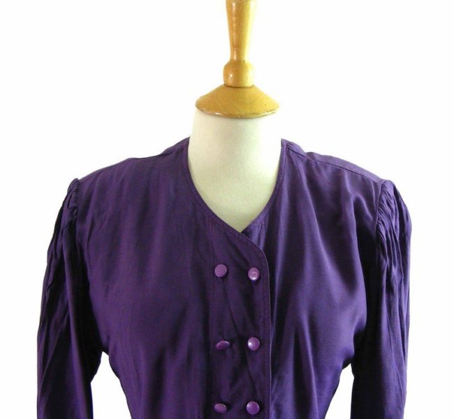 90s Purple Long Sleeved Blouse - 10 - Image 2
