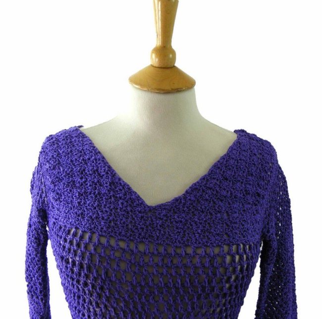90s Purple Macrame Top - 8 - Image 2