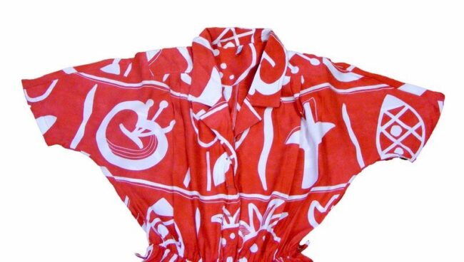 90s Red And White Abstract Print Play suit - Image 2