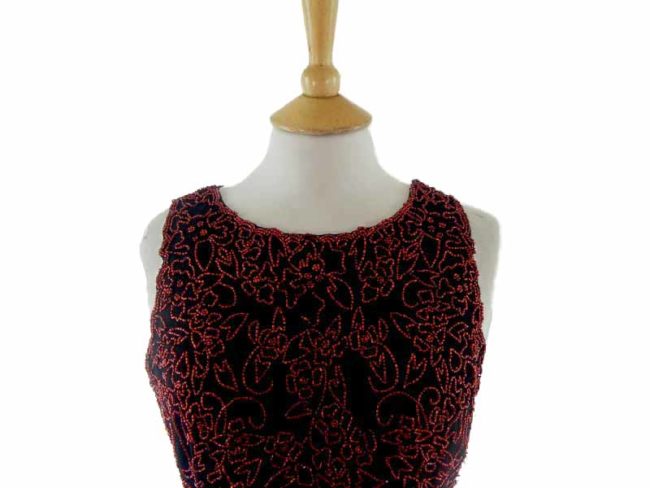 90s Red On Black Beaded Top - 12 - Image 2