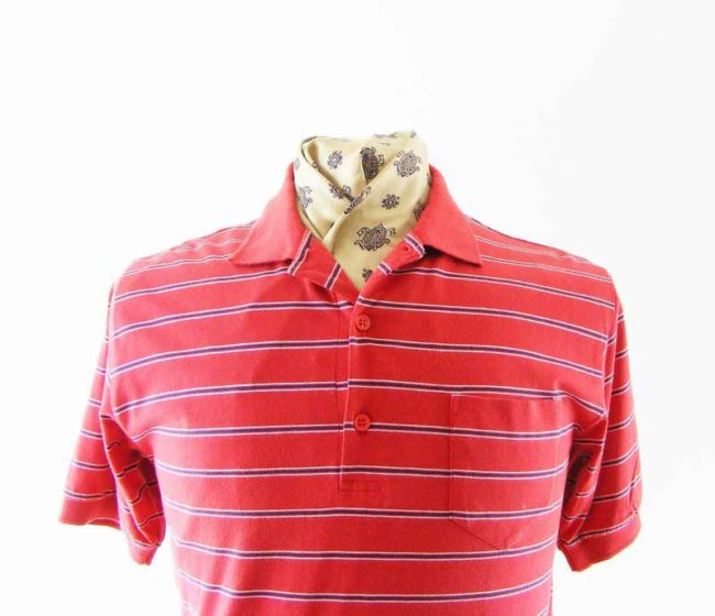 90s Red Striped Polo Shirt - M - Image 2