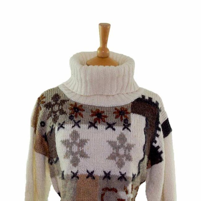 90s Scandinavian Style Roll Neck Snowflake Jumper - 12 - Image 2