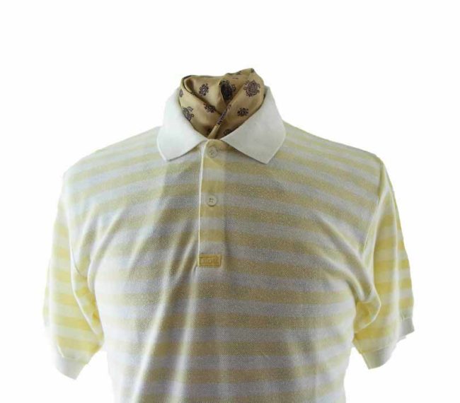 90s Striped Yellow polo shirt - M - Image 2