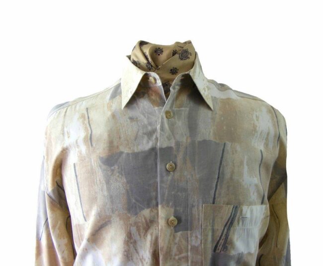 90s Two Tone Abstract Print Shirt - L - Image 2