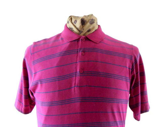 90s striped Purple polo shirt - M - Image 2