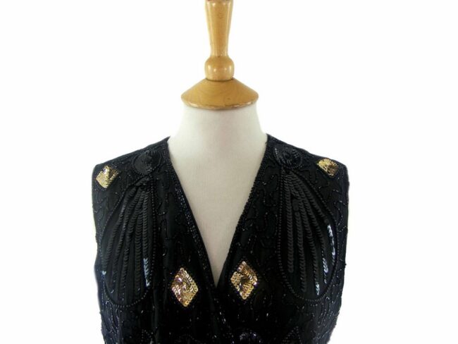 Black Sequined Beaded Waistcoat  - 12 - Image 2