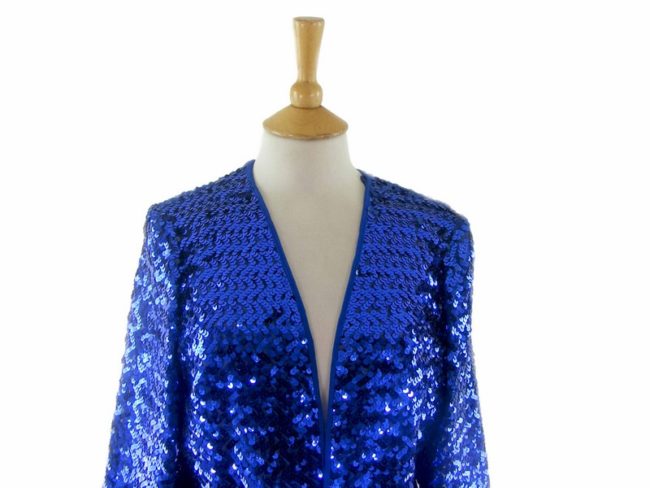 Blue Sequinned Evening Jacket- 10 - Image 2