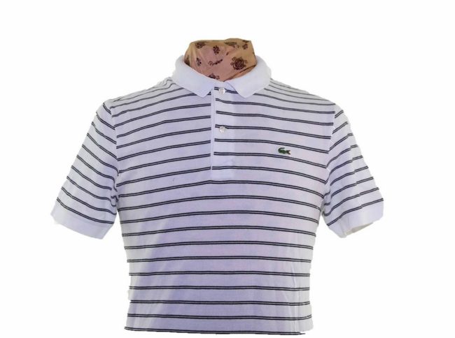 Lacoste White Striped Polo Shirt - M - Image 2