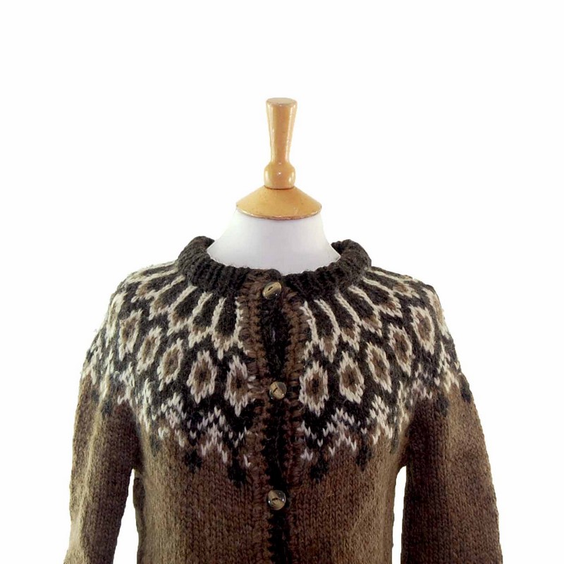 Ladies Brown Icelandic Cardigan - 10 - Image 2