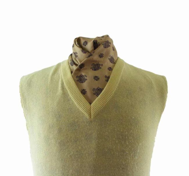 Mens 80s Knitted Yellow Tank Top - L - Image 2