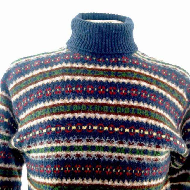 Mens Benetton Multicoloured Pure Wool Striped Jumper - M - Image 2