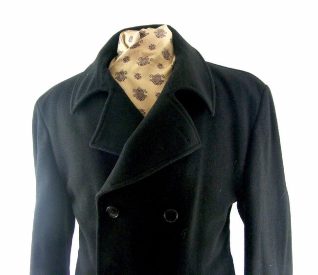 Mens Double Breasted Navy Blue Pea Coat - XL - Image 2