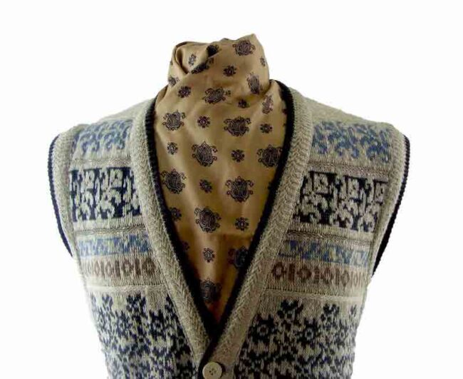 Mens Multicolored Button Through Knitted Waistcoat - L - Image 2