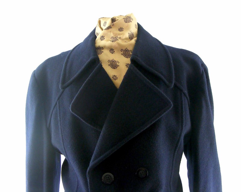Mens Navy Pea Coat - XXL - Image 2