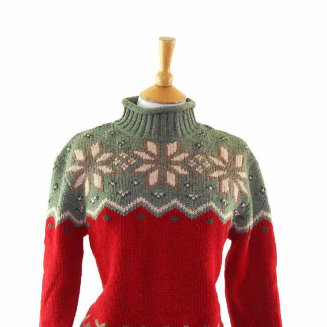 Womens Pure Wool Snowflake Jumper - 10 - Image 2