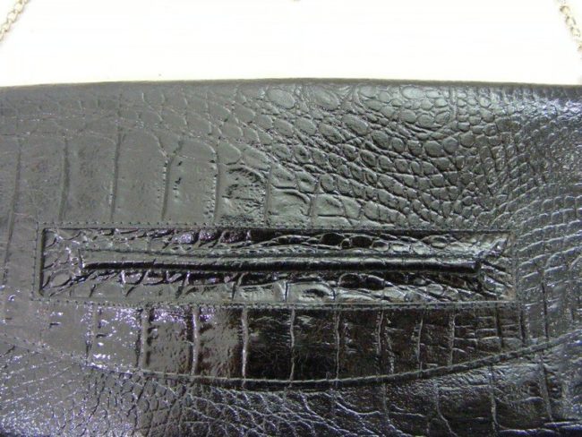 Mock Crocodile Skin Black Patent Clutch Bag - Image 2