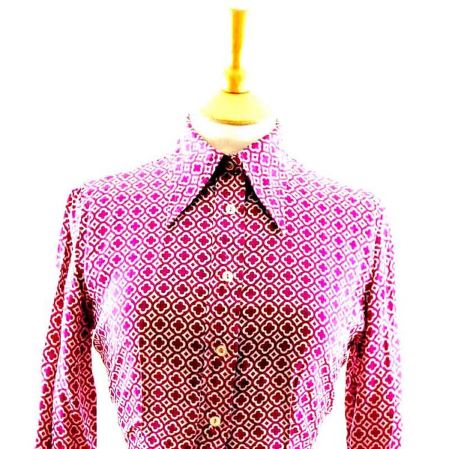 Close-up-of-Purple-Four-Sided-Print-Long-Sleeve-70s-Blouse