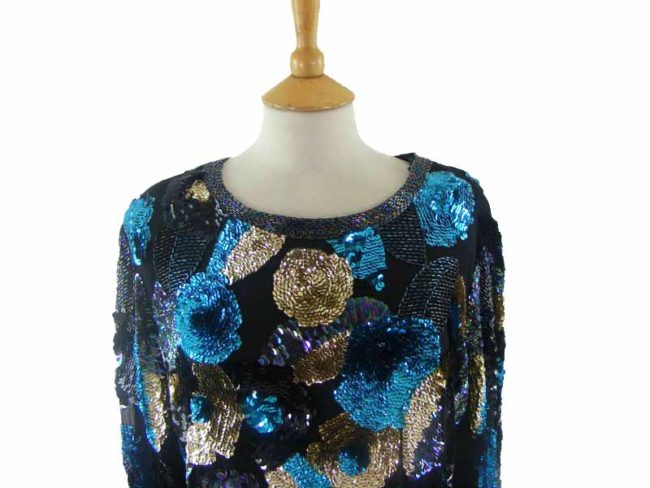 Razzle Dazzle Sparkly Silk Lined Sequinned Top - 12 - Image 2