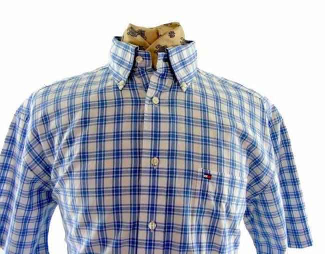 Tommy Hilfiger Blue Checked Button Down Shirt - L - Image 2