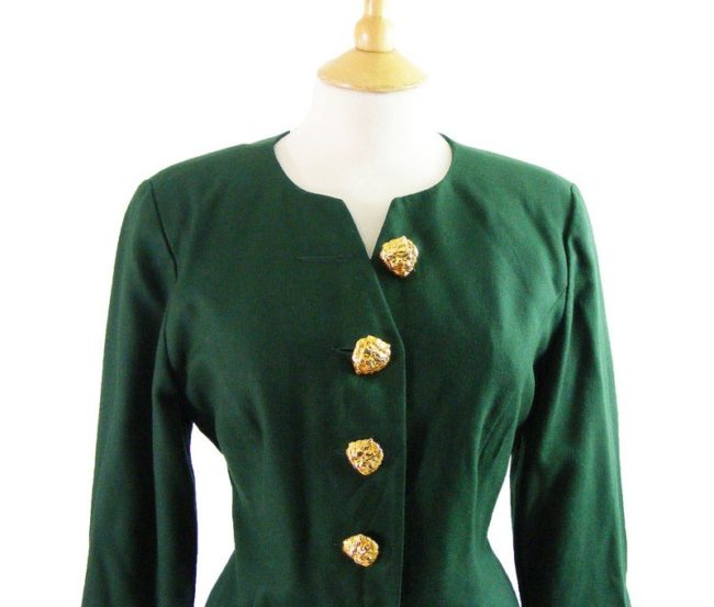 Valentino Green Wool Dress - 14 - Image 2
