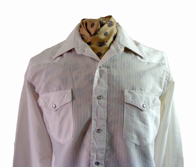 Wrangler Striped Off White Western Shirt - M - Image 2