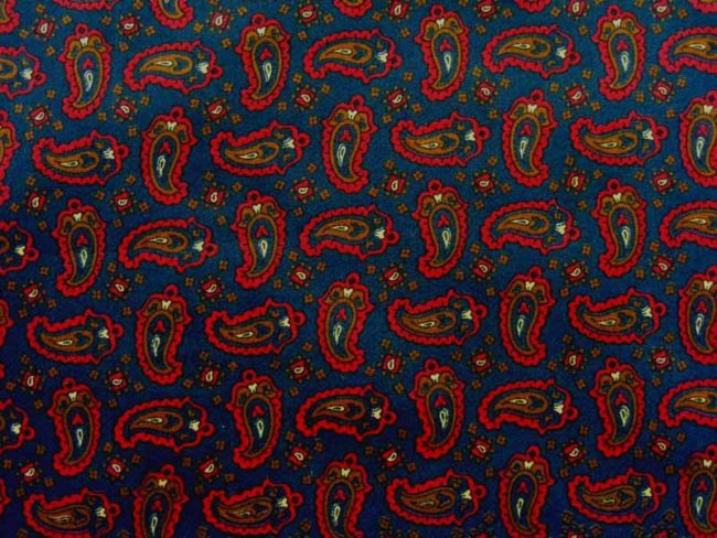 70s Navy Blue Paisley Print Scarf - Image 3