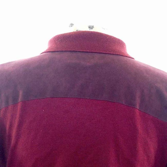 80s Bergundy Suede Wool Mens Zip Cardigan - XL - Image 2
