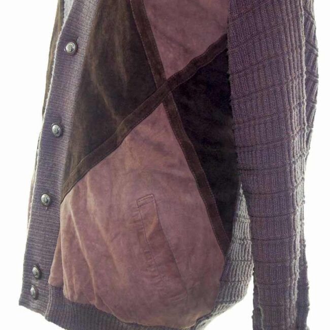 80s Brown Suede Italian Mens Button Up Cardigan - XL - Image 3