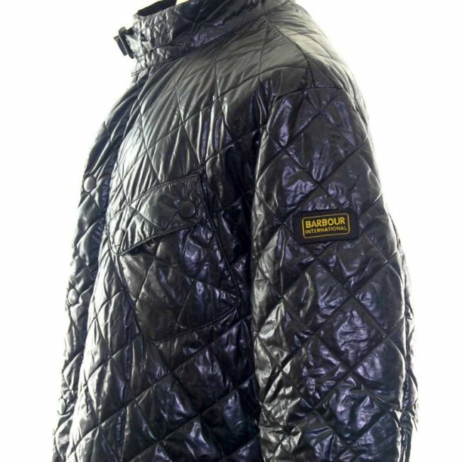 Barbour Mens Diamond Quilted Shiny Black Jacket - XL - Image 4