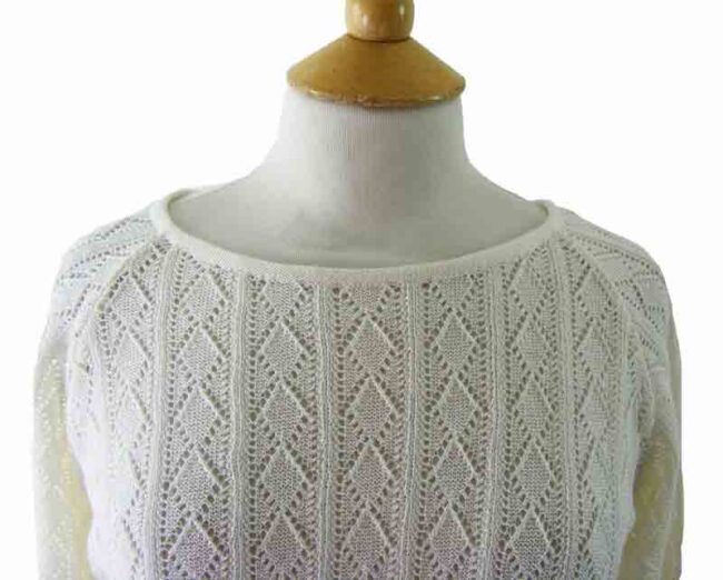 80s White Diamond Patterned Top - 10 - Image 2