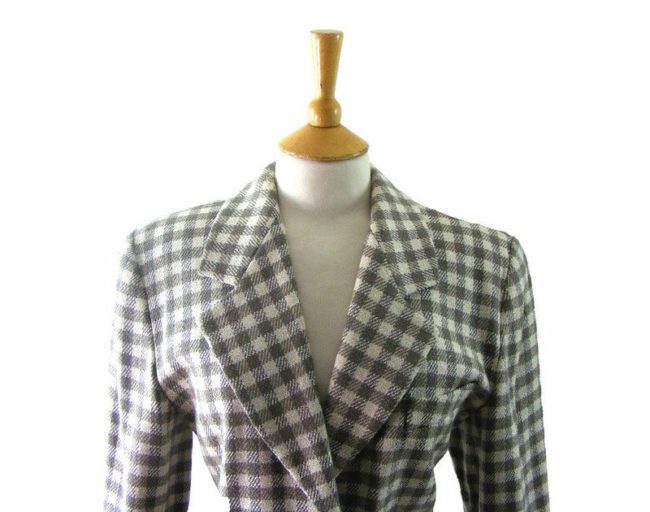 90s Checked Tweed Wool Blazer - 8 - Image 2