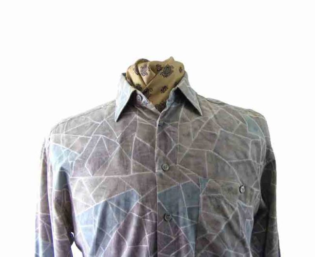 80s Multicolored Abstract Print Shirt - M - Image 2
