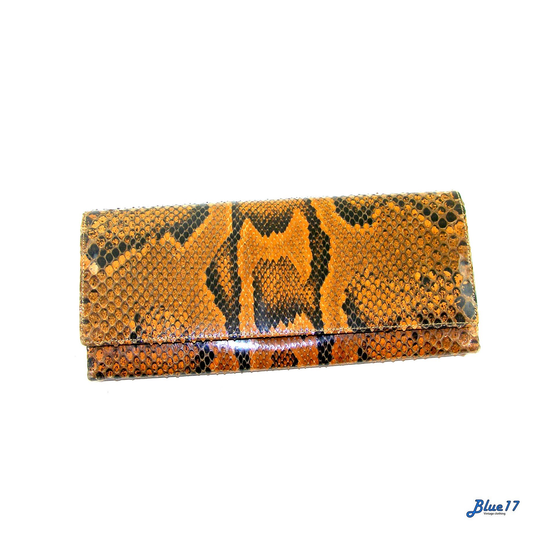 Vintage 70s Genuine Snakeskin Clutch Bag +Shoulder Strap, Burgundy Color main image 0
