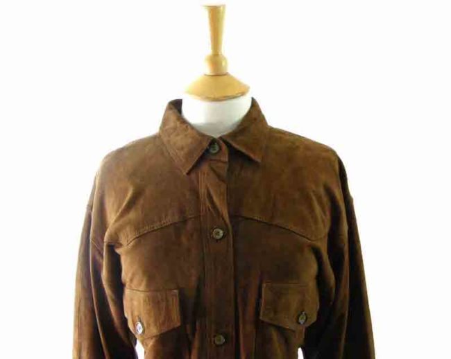90s Dark Brown Suede Shirt - 12 - Image 2