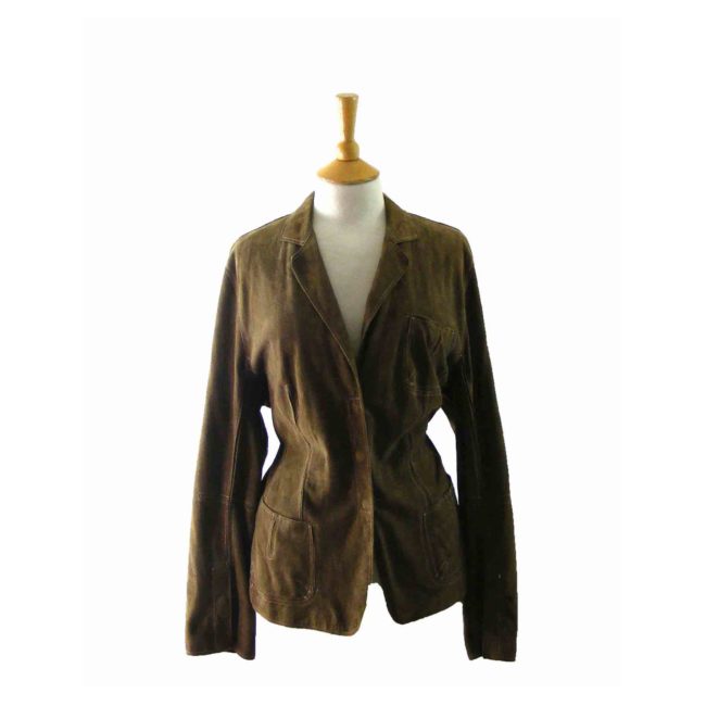 90s Dusky Brown Suede Shirt - 18