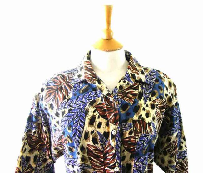 90s Multicoloured Patterned Loose Shirt - UK 24 - Image 2