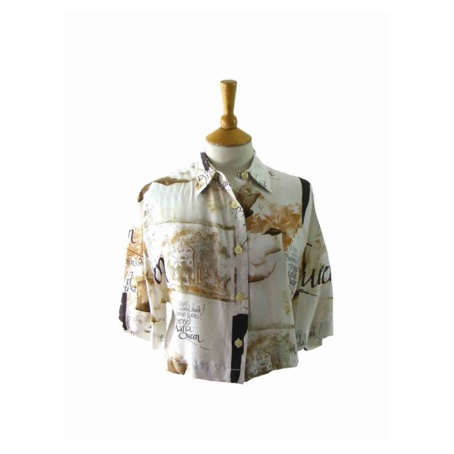90s Brown Print Cropped Top - 10