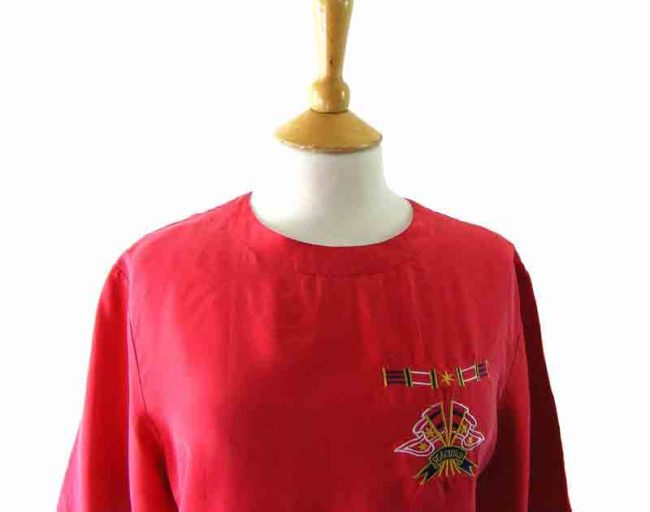90s Red Cropped Scoop Neckline Top - 10 - Image 2