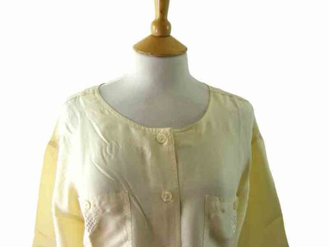 90s Pale Yellow Cropped Silk Top - 12 - Image 2