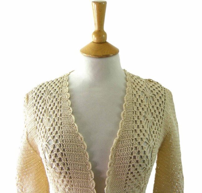 90s Cream Crotchet Top - Image 2