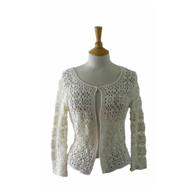 90s White Crotchet Top - UK 8